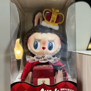 Charming Crowned Plush Toy with Red and White Outfit